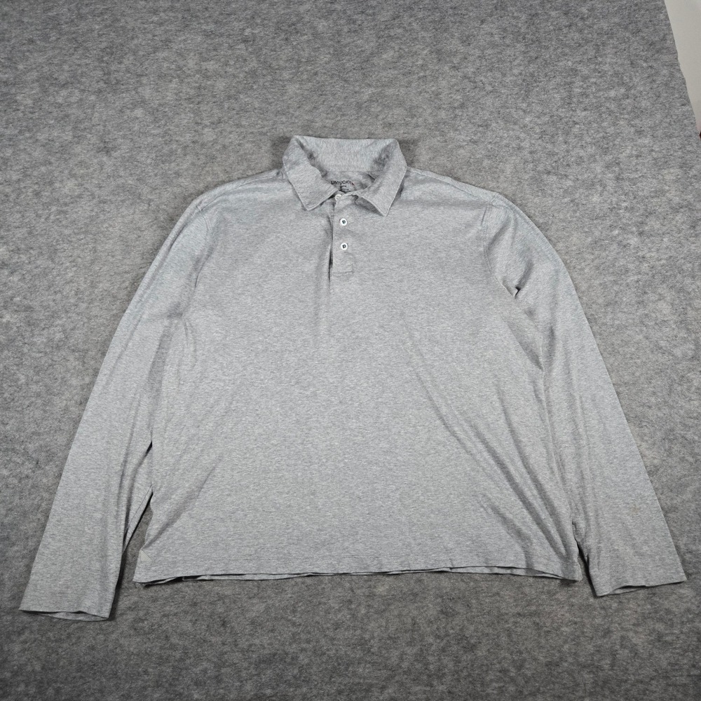 UNTUCKit Mens Gray Heather Jersey Long Sleeve Polo Shirt Large